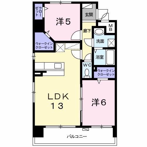 鹿児島本線 南福岡駅 バス乗車時間：18分 堤ヶ浦バス停で下車 徒歩5分 9階建 築16年(2LDK/8階)の間取り写真