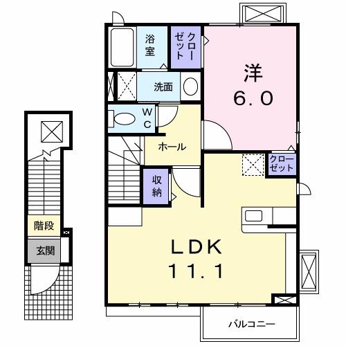 博多南線 博多南駅 徒歩8分 2階建 築15年(1LDK/2階)の間取り写真