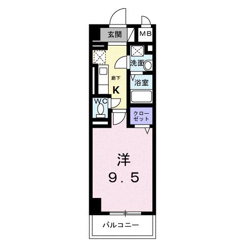 鹿児島本線 笹原駅 徒歩24分 10階建 築2年(1K/5階)の間取り写真