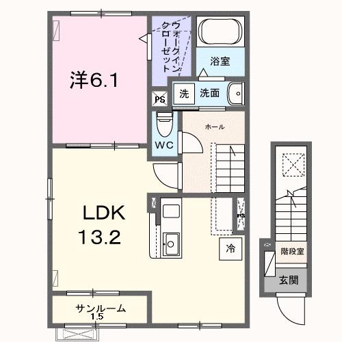 福岡県春日市 2階建 新築(1LDK/2階)の間取り写真