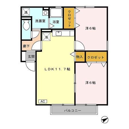 西日本鉄道太宰府線 西鉄五条駅 徒歩29分 2階建 築24年(2LDK/2階)の間取り写真
