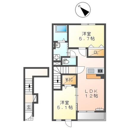 MARIN 春日西(2LDK/2階)の間取り写真