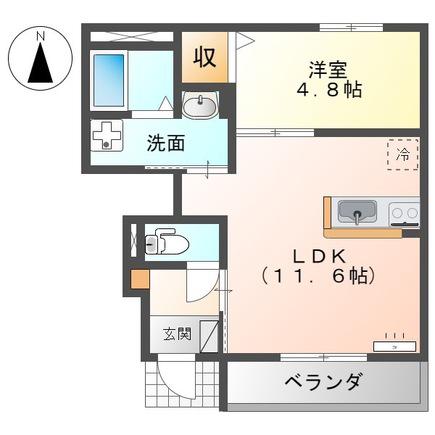 マーリエ・アンリ(1LDK/1階)の間取り写真