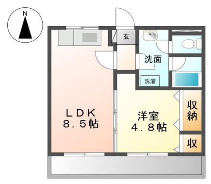 メゾン・デ・ボヌール(1LDK/2階)の間取り写真