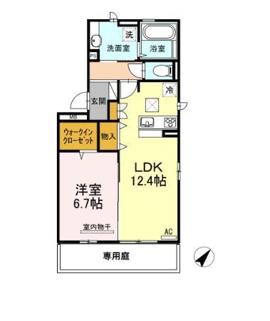 D-ROOM千鳥(1LDK/1階)の間取り写真