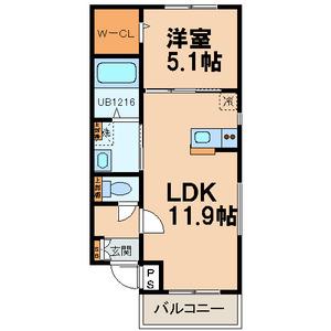 クルンテープ(1LDK/2階)の間取り写真