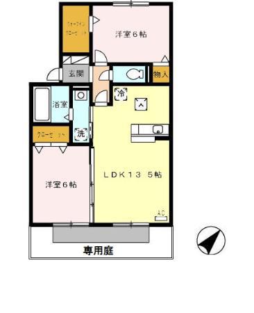 鹿児島本線 南福岡駅 徒歩25分 2階建 築18年(2LDK/1階)の間取り写真