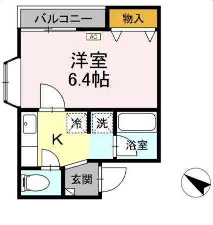 福岡県福岡市南区 2階建 築24年(1K/1階)の間取り写真