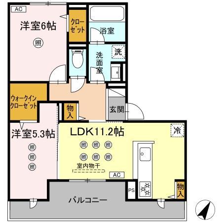 福岡市空港線 福岡空港駅 徒歩16分 3階建 新築(2LDK/3階)の間取り写真