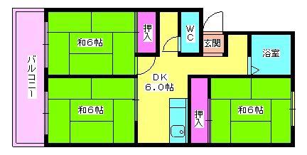 VILLA UK(3DK/4階)の間取り写真