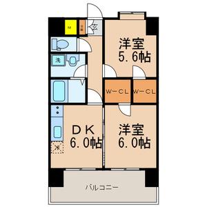 鹿児島本線 吉塚駅 徒歩7分 11階建 築17年(2DK/2階)の間取り写真