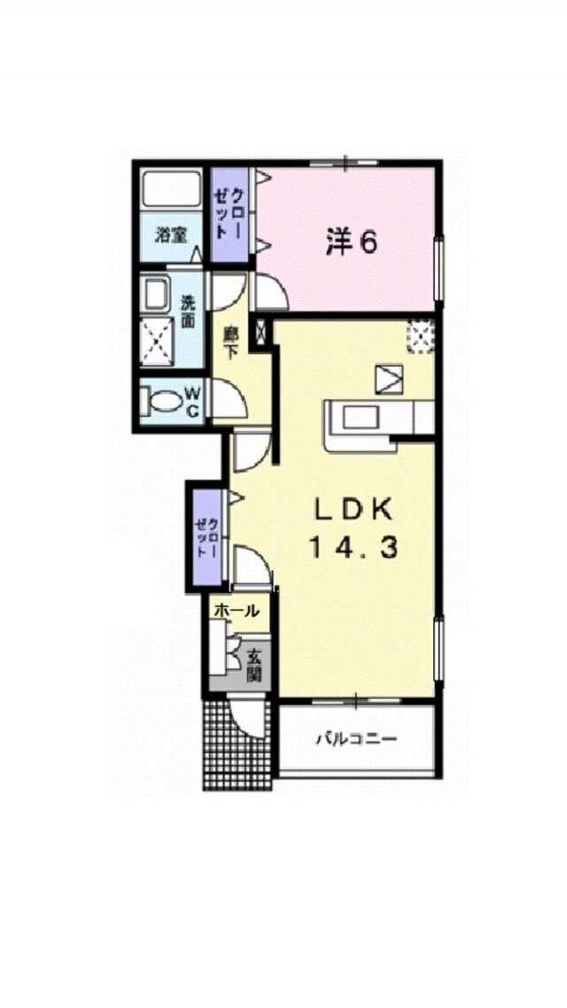 キャピトゥール(1LDK/1階)の間取り写真