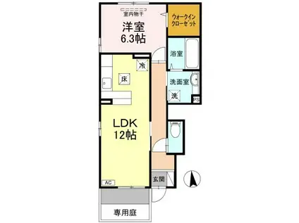 サンハイム中央公園(1LDK/1階)の間取り写真