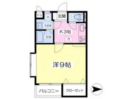 メゾンドフェニックス生石(1K/1階)の間取り写真