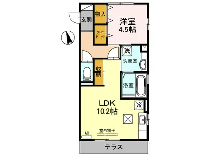 グレイスB棟(1LDK/1階)の間取り写真