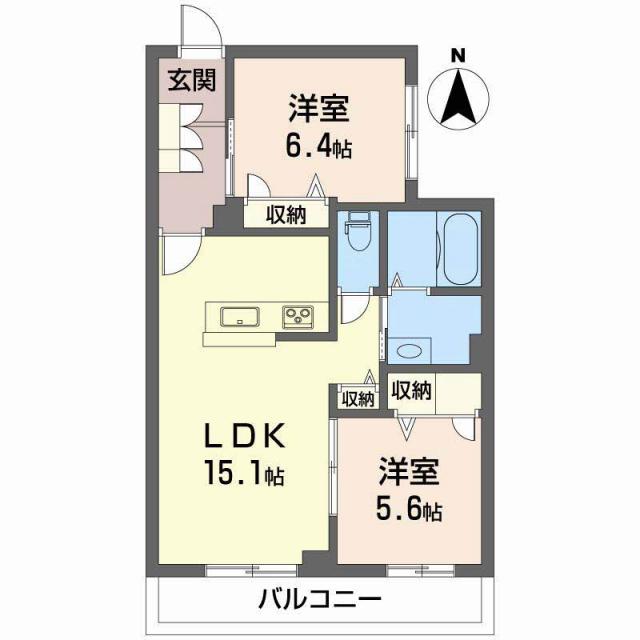 アランチアS(2LDK/2階)の間取り写真