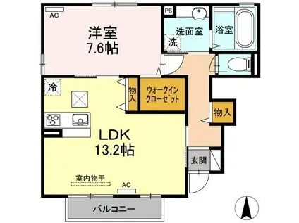 エステート はなみずき A棟(1LDK/1階)の間取り写真