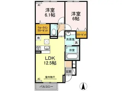 エステート はなみずき C棟(2LDK/1階)の間取り写真