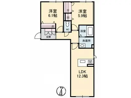 シャーンティマーラー(2LDK/1階)の間取り写真