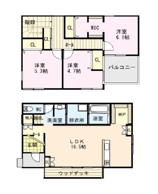 愛媛県松山市 2階建 築7年(3LDK)の間取り写真