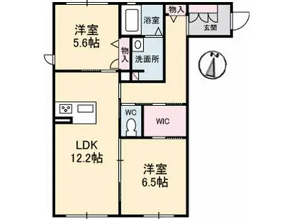 アトリエール和泉南(2LDK/1階)の間取り写真