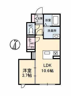 FORENA 天山(1LDK/1階)の間取り写真