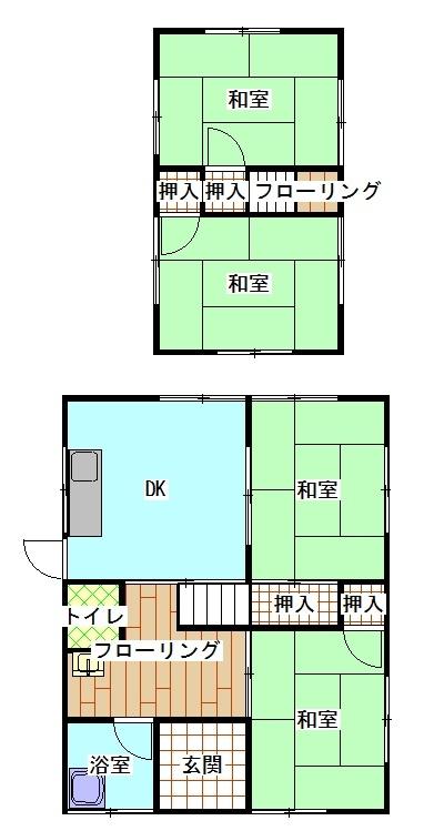伊予鉄道横河原線 いよ立花駅 徒歩19分 2階建 築37年(4DK)の間取り写真