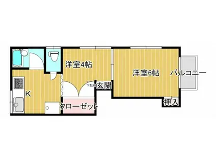 メゾンドフェニックス祝谷(2K/2階)の間取り写真