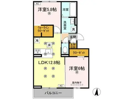 クランツ北井門A(2LDK/1階)の間取り写真