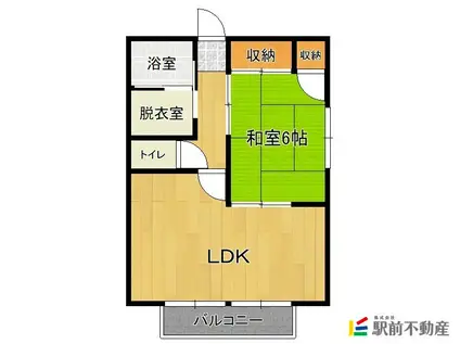 若菜ハイツ (1LDK/1階)の間取り写真