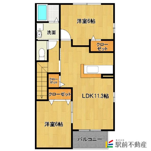 プリムローズA(2LDK/2階)の間取り写真