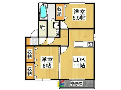 アルシオネ(2LDK/1階)の間取り写真