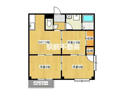 プレジデントハイツ近藤A(3DK/1階)の間取り写真