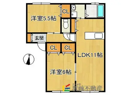 シャーメゾン矢加部A棟(2LDK/1階)の間取り写真