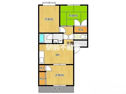 コーポ荒巻(3DK/4階)の間取り写真