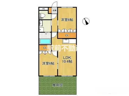 西鉄天神大牟田線 矢加部駅 徒歩43分 2階建 築19年(2LDK/1階)の間取り写真