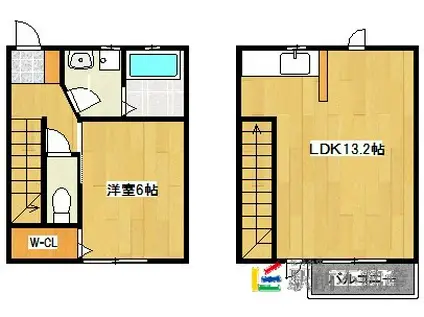 CASA OKI B(1LDK/1階)の間取り写真
