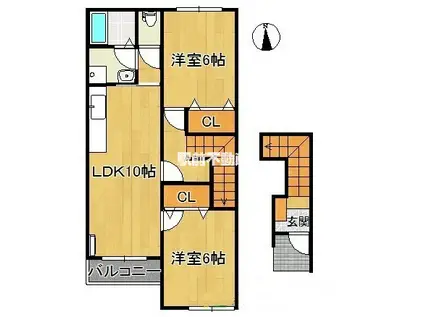 AND ONE東館(2LDK/2階)の間取り写真