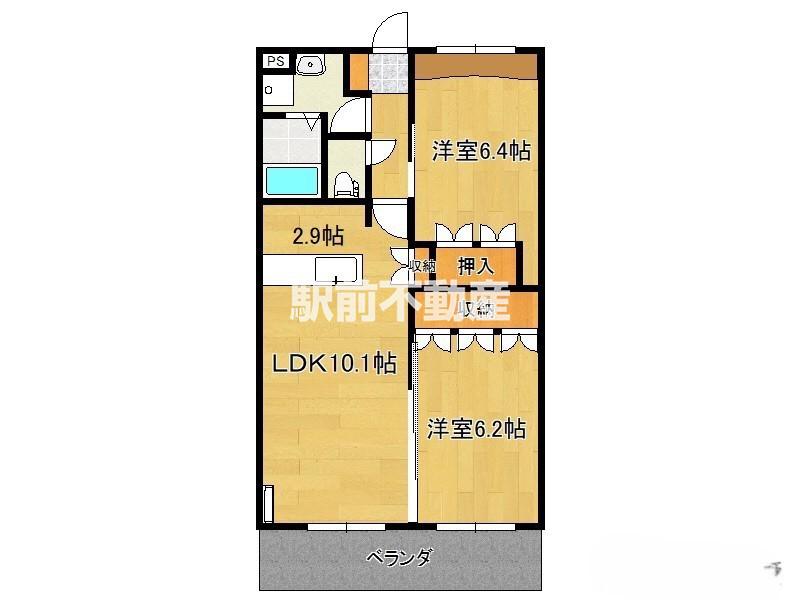 メゾンプレサス(2LDK/2階)の間取り写真