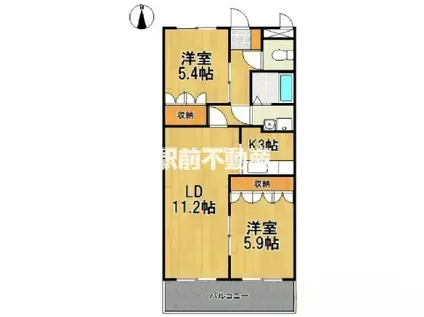 フルール(2LDK/1階)の間取り写真