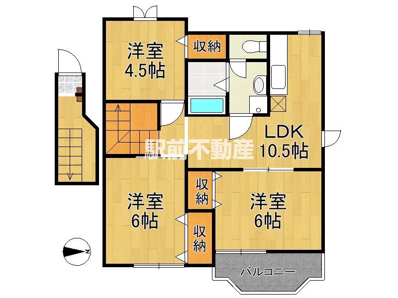 グリーンヒル山下A(3LDK/2階)の間取り写真