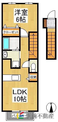 レジデンス稲富B(1LDK/2階)の間取り写真