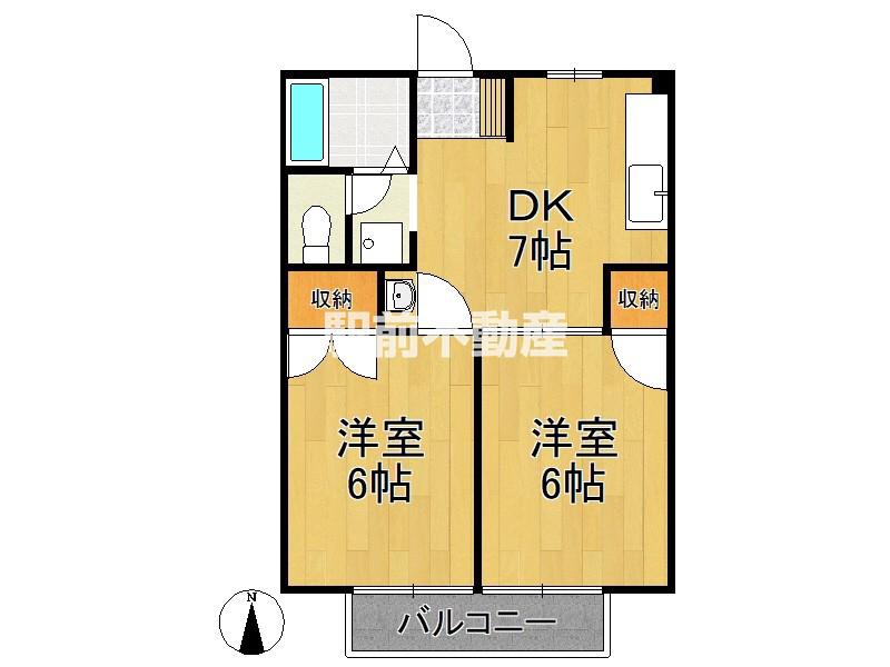 ニューシティ大坪(2DK/1階)の間取り写真