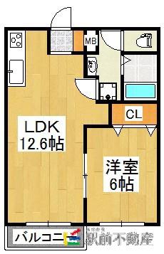 エレガンス鶴(1LDK/1階)の間取り写真