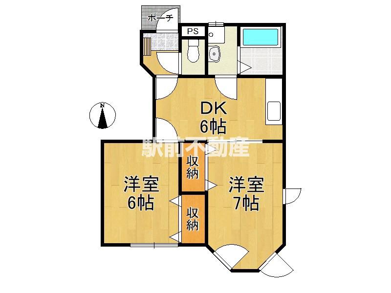クレストールB(2DK/1階)の間取り写真