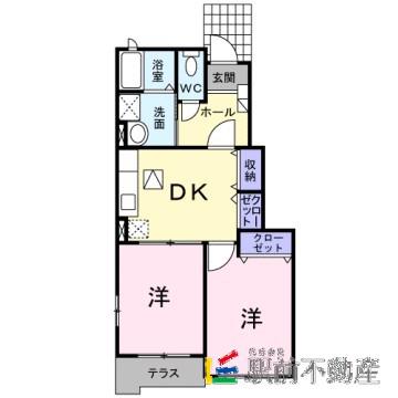 メゾン・ド・ブリアンD(2DK/1階)の間取り写真