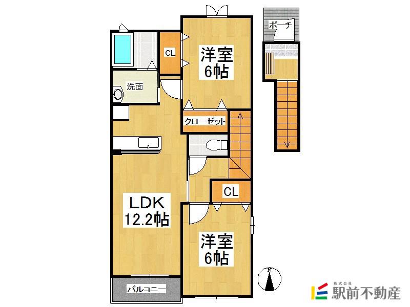 メゾン・ド・ブリアンD(2LDK/2階)の間取り写真