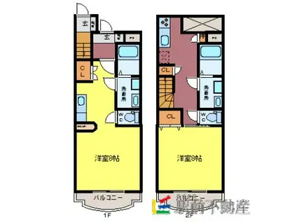 HIROコーポB棟(1K/2階)の間取り写真