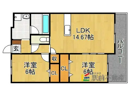 鹿児島本線 荒木駅 徒歩90分 3階建 築16年(2LDK/3階)の間取り写真