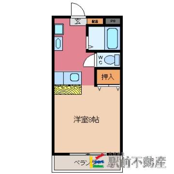 グリーンパークゆのそC(ワンルーム/2階)の間取り写真